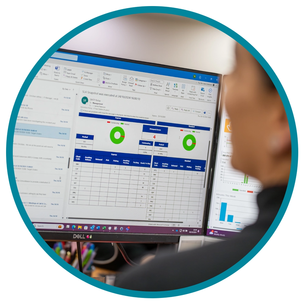 business insights- graphs on a computer screen