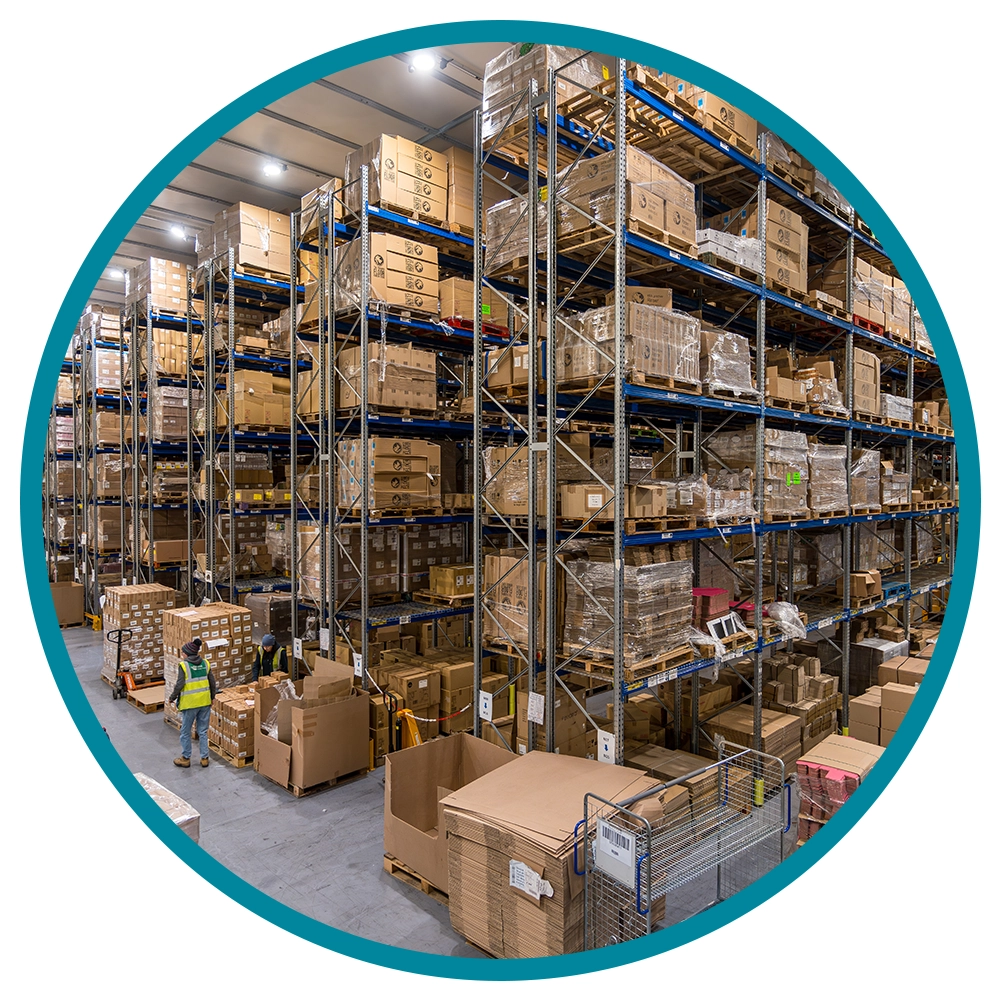 Contract packing- boxes in the Hallmark warehouse