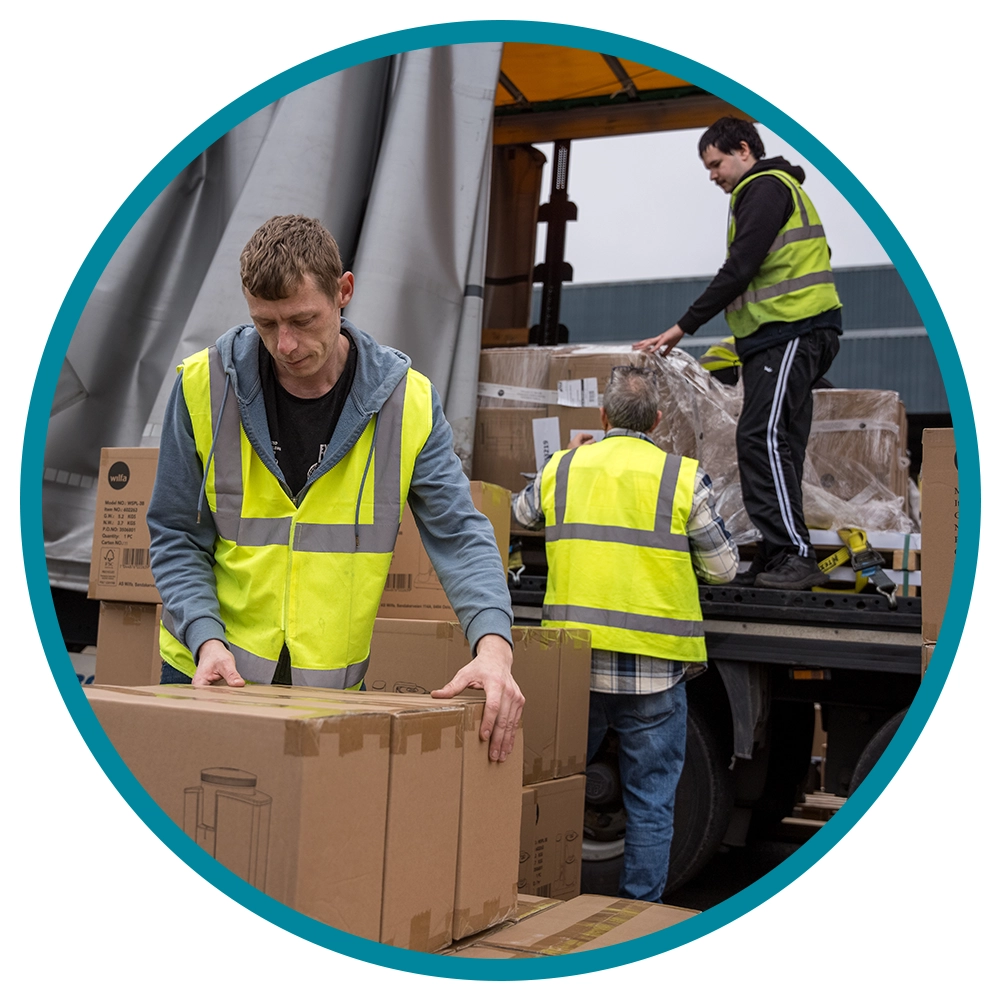 warehousing and storage- boxes offloaded from a van