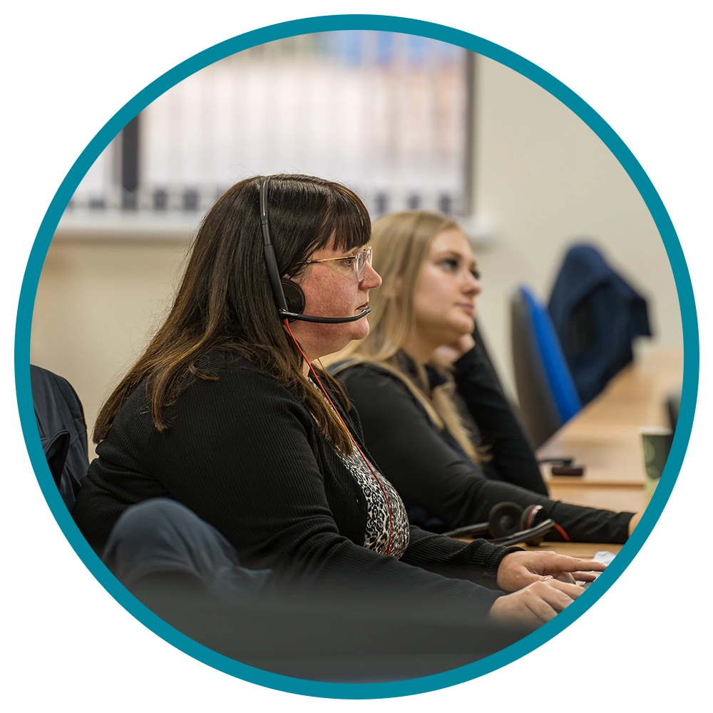 Multi-channel customer support- lady using a headset